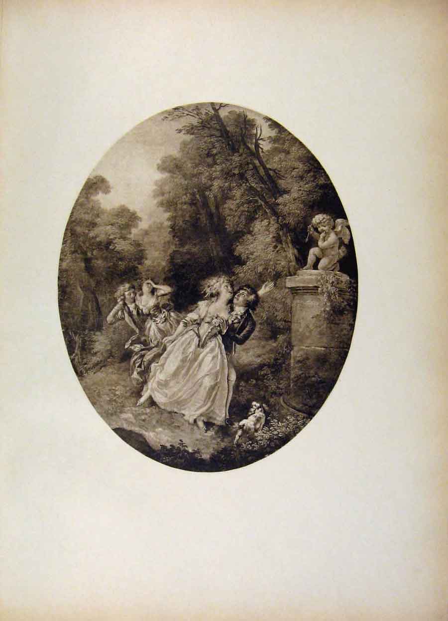 Original Old Antique Print French Art Le Serment Damout By Trinquesse