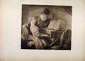 Original Old Antique Print French Art Le Lecon De Musique By Fragonard Louvre