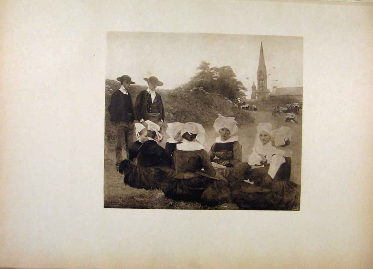 Original Old Antique Print French Art Bretonnes Au Pardon By Dagnan Bouveret