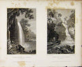 Original Old Antique Print Upper And Lower Fall Hepste Brecknockshire C1829 19th