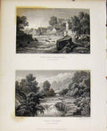 Original Old Antique Print View Near Newbridge Berw Rhondda Glamorganshire 19th