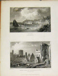 Original Old Antique Print Tenby And Inner Court Monorbeer Castle Pembrokeshire