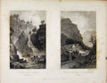 Original Old Antique Print Fall Conway & View In Vale Beddgelert Wales
