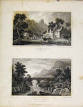Old Antique Print Caergwrlle Flintshire & Pontypair Caernarvonshire Wales