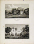 Original Old Antique Print Plas Newydd Denbighshire Basingwerk Abbey Flintshire