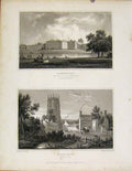 Original Old Antique Print Wynnstay Denbighshire And Northop Flintshire Wales
