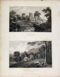 Original Old Antique Print Rhuabon Llantisillio Church Denbighshire Wales