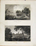 Original Old Antique Print Bango Iscoed Flintshire & Holt Denbighshire Wales