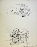 Original Old Antique Print Just Pups By K F Barker Pencil Dog Drawing