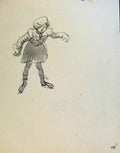 Original Old Antique Print Ice Skating Pen Drawing By J Dowd & B Spender