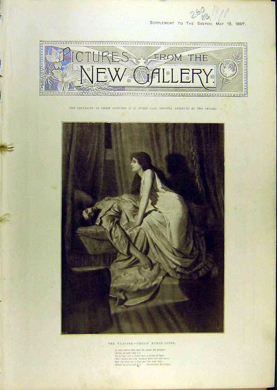 Original Old Antique Print 1897 Fine Art Paintings Topham Wetherbee Victorian