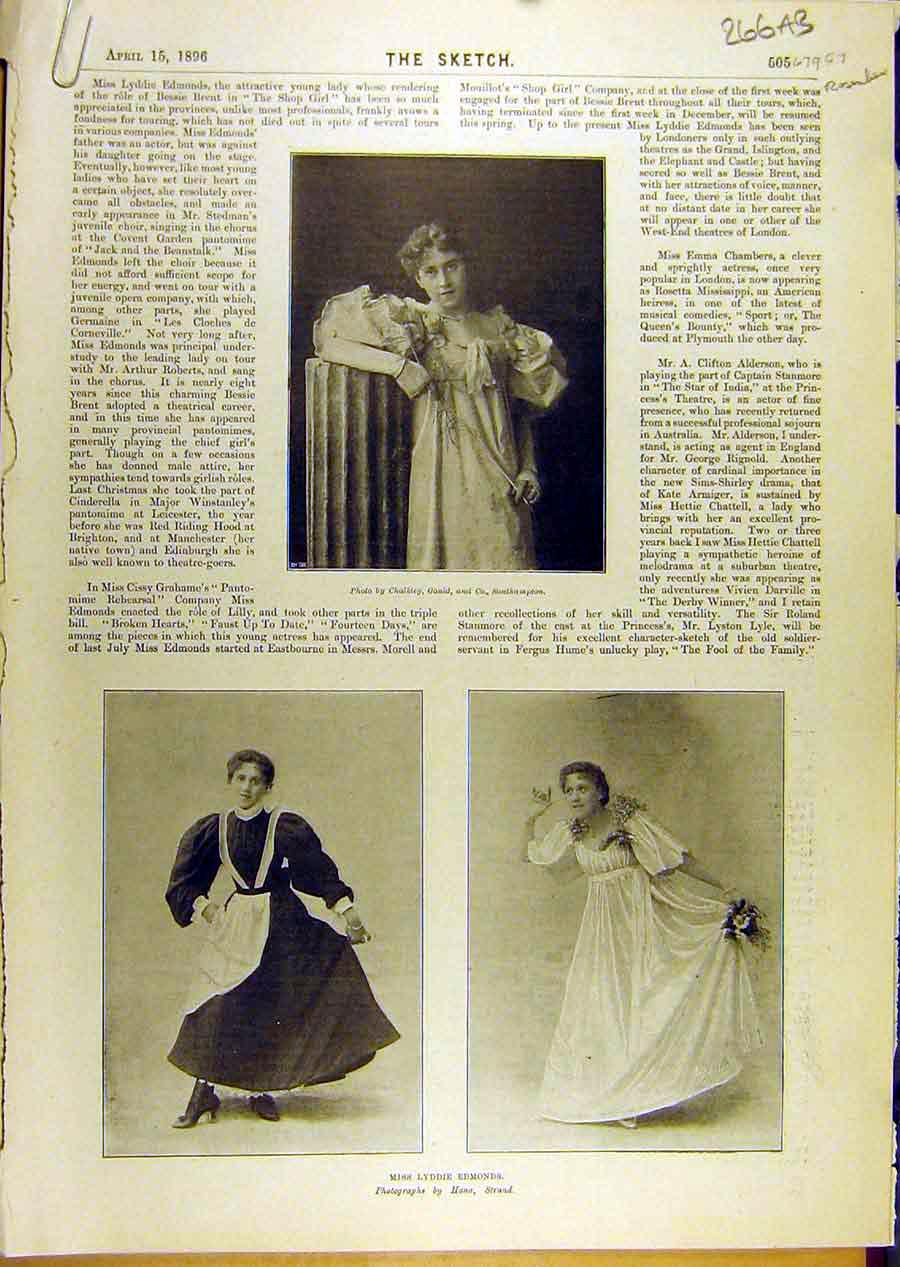 Old Antique Print 1896 Lyddie Edmonds Freear Mccarthy Tapley Actor Scenes 19th