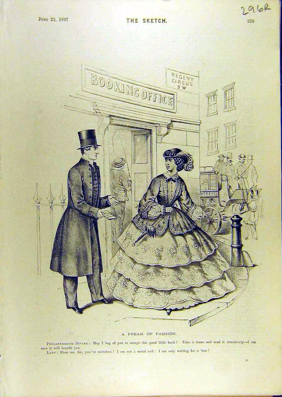Original Old Antique Print 1897 Sketch Fashion Highland Reel Scottish Scotland
