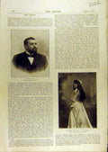 Original Old Antique Print 1897 Opera Ceppi Saville Portrait Madge People 19th