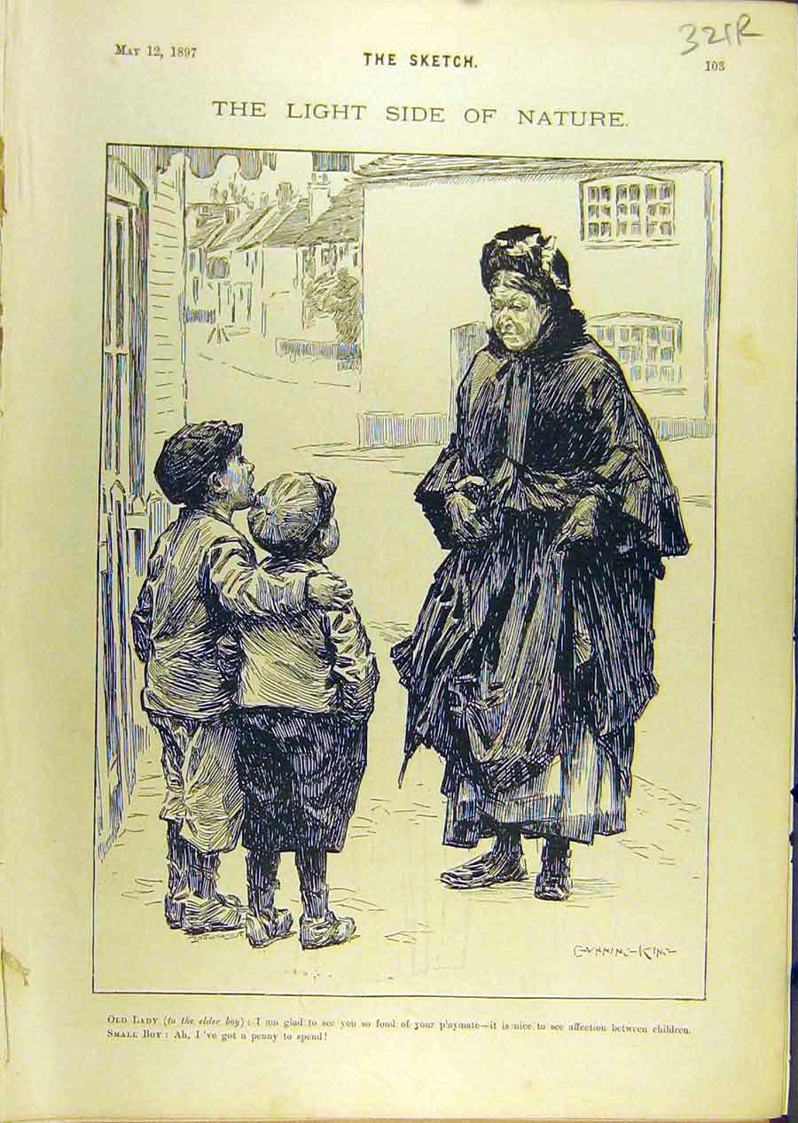 Old Antique Print 1897 Lady Boy Sketch Comedy American Heiress Sculptor 19th