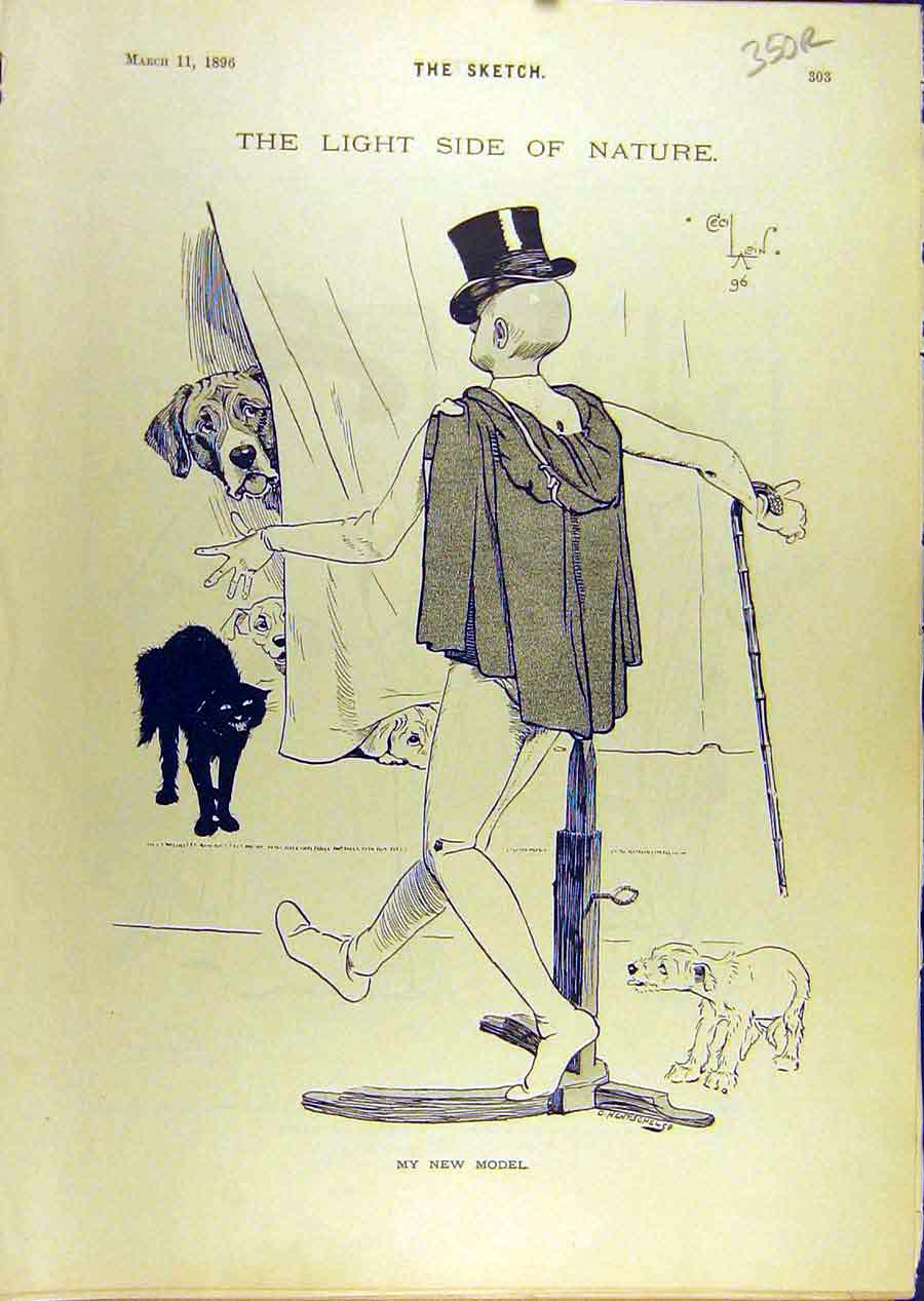 Original Old Antique Print 1896 Model Comedy Sketch Lady Gent Gstein Theatre