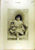 Old Antique Print 1896 Dolly Child Portrait Robina Crusoe Theatre Sketch 19th