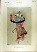 Original Old Antique Print 1896 Lady Petticoat Sketch Gent Alice Comedy 19th