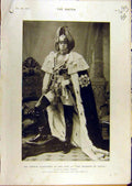 Old Antique Print 1896 Portrait George Alexander King Zenda Theatre Actor 19th