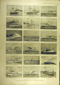 Original Old Antique Print 1898 Spanish Navy Ships Battleship Torpedo Boat 19th