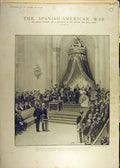 Original Old Antique Print 1898 Spanish American War Queen Courts Opening 19th