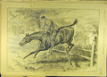 Original Old Antique Print 1891 Horse-Jump Fence Horses Rider Country Sturgess