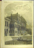 Original Old Antique Print 1853 Sultan Palace Dolmabaghdsche Bosphorus Building