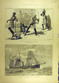 Old Antique Print 1890 Liquor Traffic Delagoa Bay Flogging Vasco-Da-Gama 19th