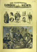 Original Old Antique Print 1884 Sketches Abyssinian Costumes King John Throne
