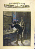 Original Old Antique Print 1884 Stadt Theatre Vienna Fire Watchmen Steeple 19th