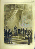 Original Old Antique Print 1869 New-Year Tuileries Papal Nuncio Emperor 19th