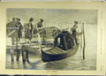 Original Old Antique Print 1891 River Gondoliers Venice Italy Boat Canal 19th