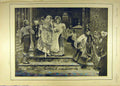 Original Old Antique Print 1893 Christening Church Fashion Dress Ladies 19th