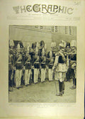 Original Old Antique Print 1898 Prince Oscar Prussia Regiment Potsdam Guards