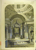 Original Old Antique Print 1853 Interior Church Invalides Paris Tomb Napoleon
