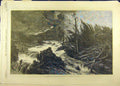 Original Old Antique Print 1870Thunderstorm Bavarian Mountains Zimmermann Vienna