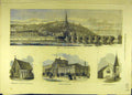 Original Old Antique Print 1871 Ruins St. Cloud Christ-Church Andaman Hull Baths