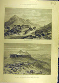 Old Antique Print 1889 Wazirgur Purandhar Indian Sanitarium Poona Bombay 19th