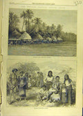 Original Old Antique Print 1870 Nicobar Islands Indian Ocean Mala Mayo Nicobar