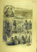 Old Antique Print 1882 Expedition Naga Hills Sikh Cachari Military Troops 19th