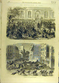 Old Antique Print 1870 Bivouac Troops Luxembourg Faubourg Temple Barricad 19th