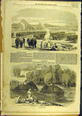 Original Old Antique Print 1858 Mutiny India Elephant-Washing Camp Raneegunge