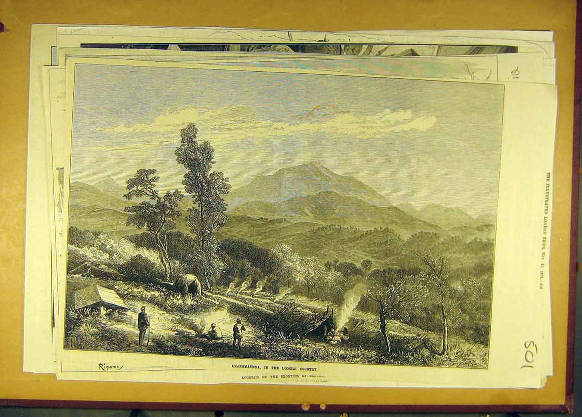 Old Antique Print 1884 Cashmere Sketches Ladak Mosque Maharajah Srinagar 19th