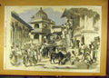 Original Old Antique Print 1858 Bazaar Oodipoor Rajpootana Carpenter India 19th