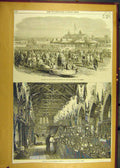 Original Old Antique Print 1864 Punjaub Exhibition Arts Industry Lahore Building