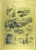Original Old Antique Print 1886 Edinburgh Queen Visit Sketches Social History