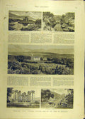 Original Old Antique Print 1885 Drumlanrig Castle Nithsdale Scotland Buccleuch