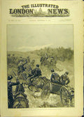 Original Old Antique Print 1890 Autumn Cavalry Manoeuvres Berkshire Artillery