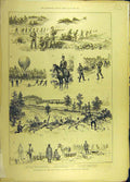 Original Old Antique Print 1890 Manoeuvres Army Corps Wolmer Forest Hampshire