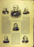 Original Old Antique Print 1884 Mayor Tynemouth Armstrong Urwin Messent Ure 19th